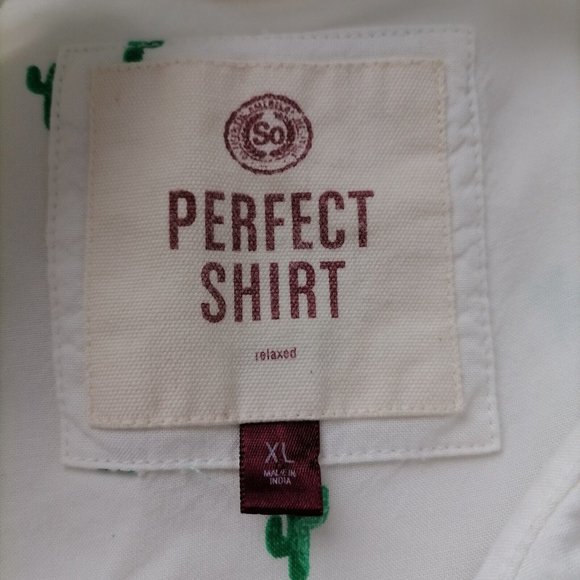 SO Womens White Green Cactus Small Print Relaxed Perfect Shirt Top Size XL - Picture 5 of 7
